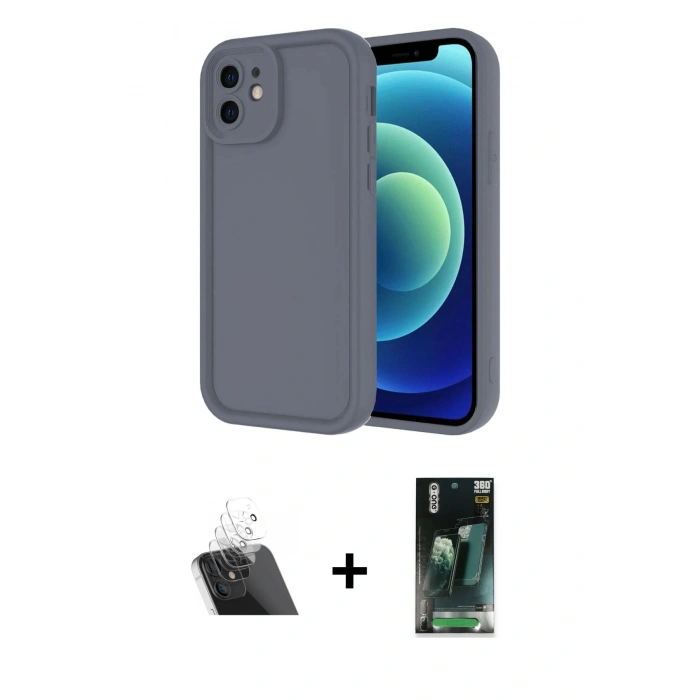 MARSİLYAN™- iPhone 11 Kılıf Yankı Yansıma Özel Seri - Şeffaf 360 Full Body Arka Koruyucu + Şeffaf Kamera Lens Koruma Cam