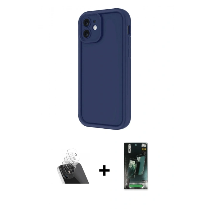 MARSİLYAN™- iPhone 11 Kılıf Yankı Yansıma Özel Seri - Şeffaf 360 Full Body Arka Koruyucu + Şeffaf Kamera Lens Koruma Cam