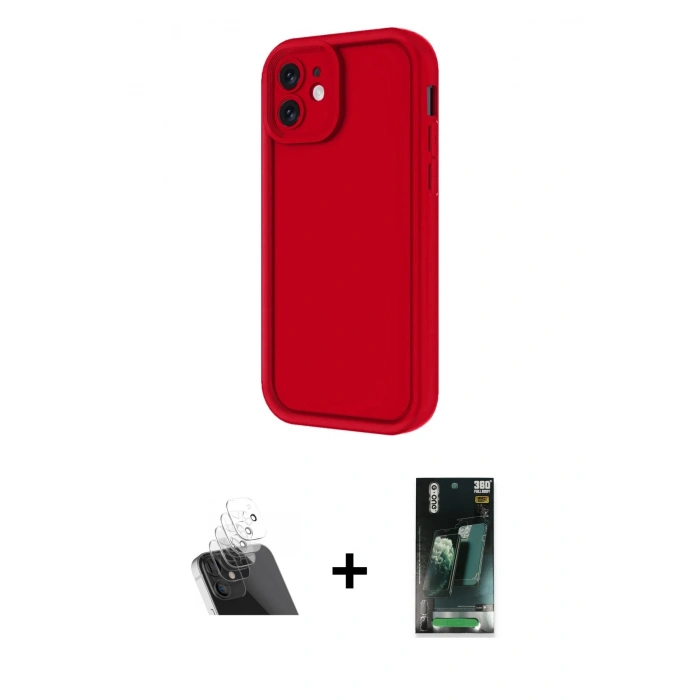 MARSİLYAN™- iPhone 11 Kılıf Yankı Yansıma Özel Seri - Şeffaf 360 Full Body Arka Koruyucu + Şeffaf Kamera Lens Koruma Cam