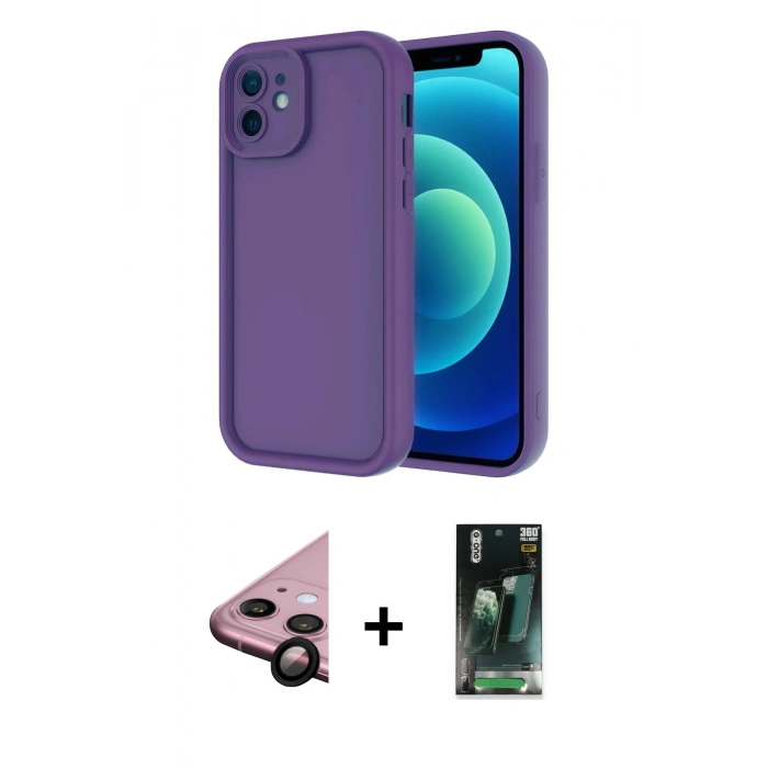 MARSİLYAN™- iPhone 11 Kılıf Yankı Yansıma Özel Seri - Şeffaf 360 Full Body Arka Koruyucu + Raze Metal Kamera Lens - SH