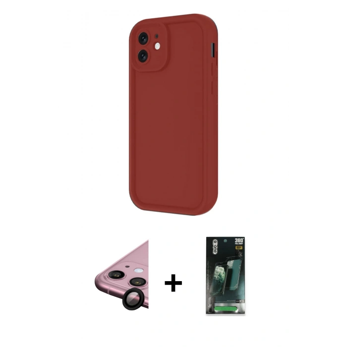 MARSİLYAN™- iPhone 11 Kılıf Yankı Yansıma Özel Seri - Şeffaf 360 Full Body Arka Koruyucu + Raze Metal Kamera Lens - SH