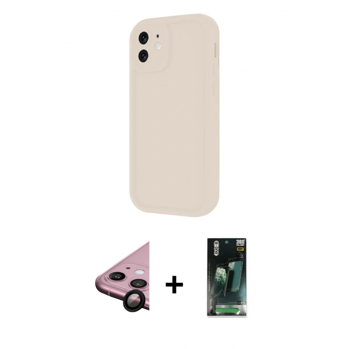 MARSİLYAN™- iPhone 11 Kılıf Yankı Yansıma Özel Seri - Şeffaf 360 Full Body Arka Koruyucu + Raze Metal Kamera Lens - SH
