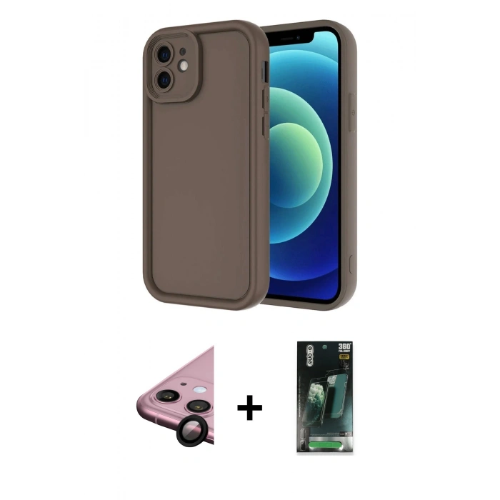 MARSİLYAN™- iPhone 11 Kılıf Yankı Yansıma Özel Seri - Şeffaf 360 Full Body Arka Koruyucu + Raze Metal Kamera Lens - SH
