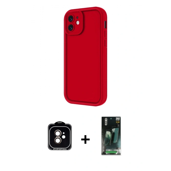 MARSİLYAN™- iPhone 11 Kılıf Yankı Yansıma Özel Seri - Şeffaf 360 Full Body Arka Koruyucu + PVD Metal Kamera Lens - TU