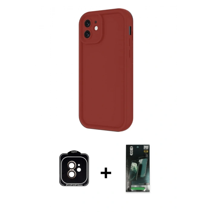 MARSİLYAN™- iPhone 11 Kılıf Yankı Yansıma Özel Seri - Şeffaf 360 Full Body Arka Koruyucu + PVD Metal Kamera Lens - TU