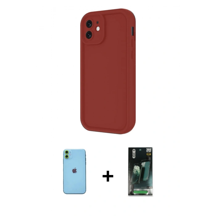 MARSİLYAN™- iPhone 11 Kılıf Yankı Yansıma Özel Seri - Şeffaf 360 Full Body Arka Koruyucu + Neon Fosforlu Kamera Lens - YL