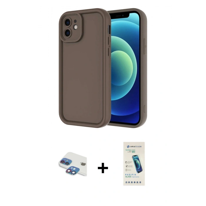 MARSİLYAN™- iPhone 11 Kılıf Yankı Yansıma Özel Seri - Şeffaf Pasifik Cam Ekran Koruyucu + Pers Alüminyum Kamera Lens - GI