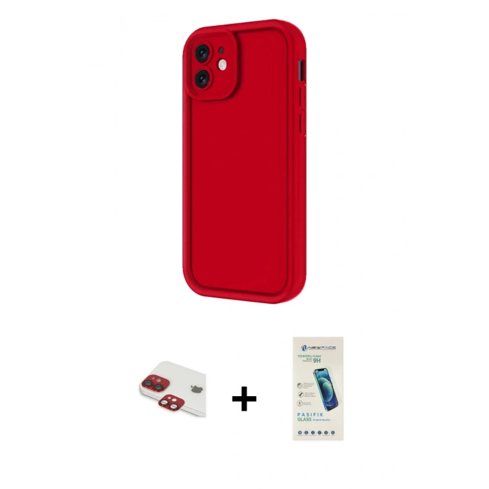 MARSİLYAN™- iPhone 11 Kılıf Yankı Yansıma Özel Seri - Şeffaf Pasifik Cam Ekran Koruyucu + Pers Alüminyum Kamera Lens - KI