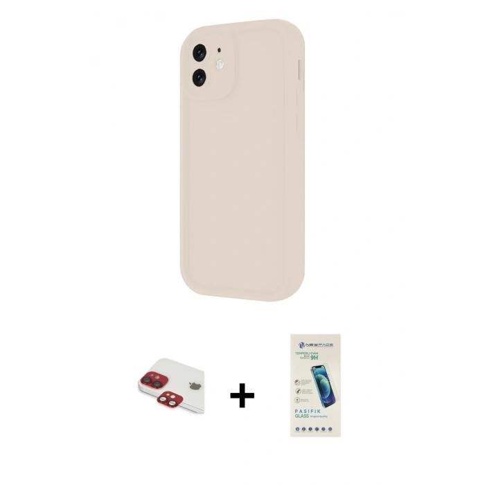 MARSİLYAN™- iPhone 11 Kılıf Yankı Yansıma Özel Seri - Şeffaf Pasifik Cam Ekran Koruyucu + Pers Alüminyum Kamera Lens - KI