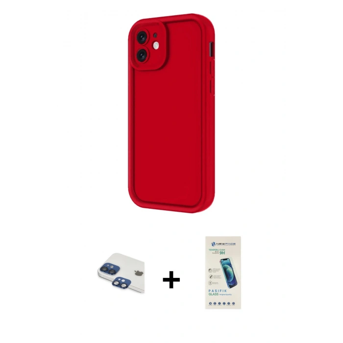 MARSİLYAN™- iPhone 11 Kılıf Yankı Yansıma Özel Seri - Şeffaf Pasifik Cam Ekran Koruyucu + Pers Alüminyum Kamera Lens - LT