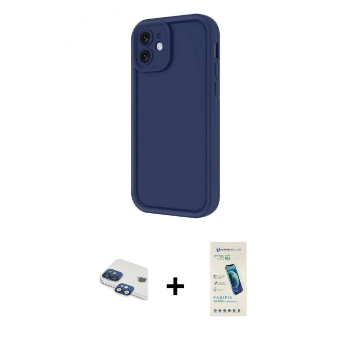 MARSİLYAN™- iPhone 11 Kılıf Yankı Yansıma Özel Seri - Şeffaf Pasifik Cam Ekran Koruyucu + Pers Alüminyum Kamera Lens - LT