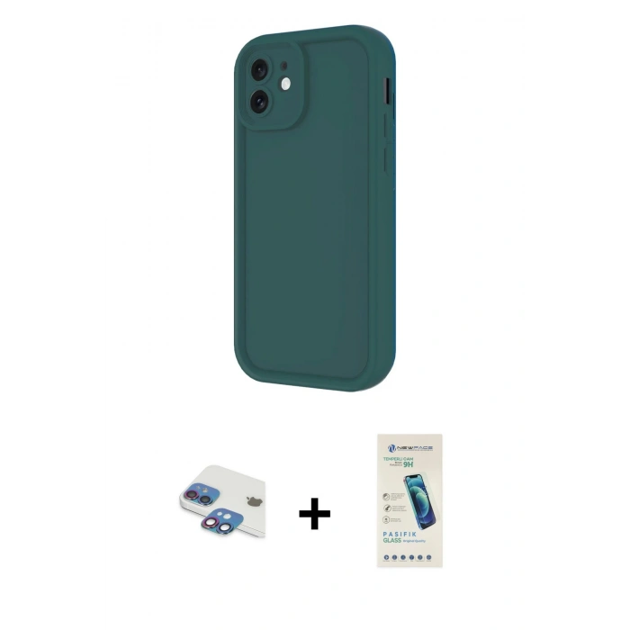 MARSİLYAN™- iPhone 11 Kılıf Yankı Yansıma Özel Seri - Şeffaf Pasifik Cam Ekran Koruyucu + Pers Alüminyum Kamera Lens - GI