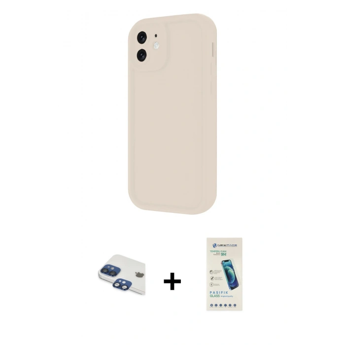 MARSİLYAN™- iPhone 11 Kılıf Yankı Yansıma Özel Seri - Şeffaf Pasifik Cam Ekran Koruyucu + Pers Alüminyum Kamera Lens - LT