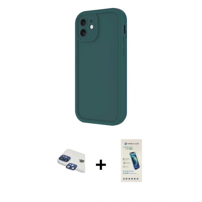 MARSİLYAN™- iPhone 11 Kılıf Yankı Yansıma Özel Seri - Şeffaf Pasifik Cam Ekran Koruyucu + Pers Alüminyum Kamera Lens - LT
