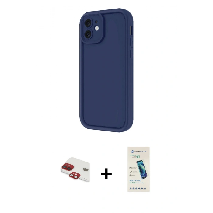 MARSİLYAN™- iPhone 11 Kılıf Yankı Yansıma Özel Seri - Şeffaf Pasifik Cam Ekran Koruyucu + Pers Alüminyum Kamera Lens - KI