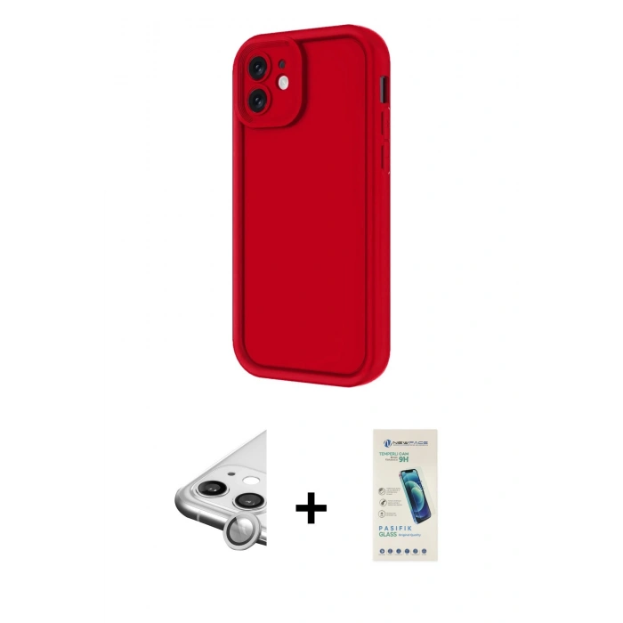 MARSİLYAN™- iPhone 11 Kılıf Yankı Yansıma Özel Seri - Şeffaf Pasifik Cam Ekran Koruyucu + Raze Metal Kamera Lens - GS