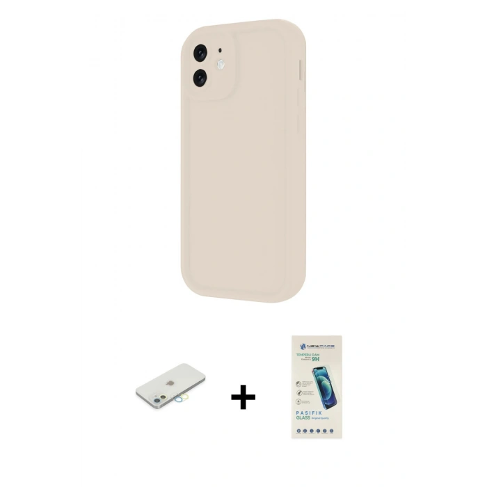 MARSİLYAN™- iPhone 11 Kılıf Yankı Yansıma Özel Seri - Şeffaf Pasifik Cam Ekran Koruyucu + Renkli Kamera Lens Koruma Cam - SI