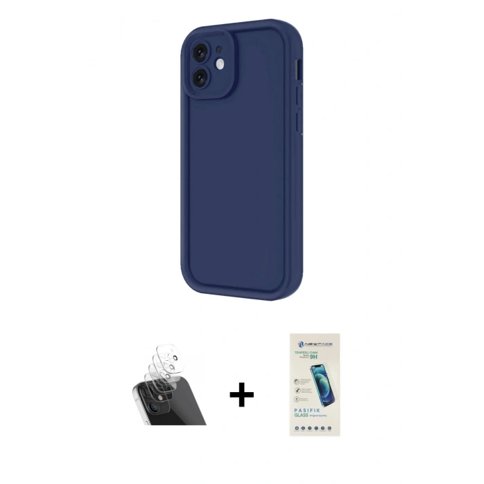 MARSİLYAN™- iPhone 11 Kılıf Yankı Yansıma Özel Seri - Şeffaf Pasifik Cam Ekran Koruyucu + Kamera Lens Koruma Cam - SF