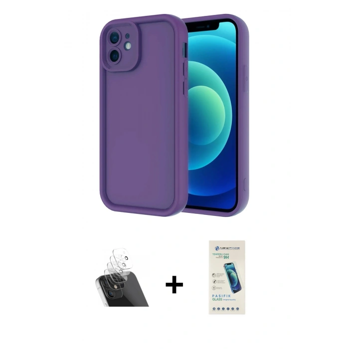 MARSİLYAN™- iPhone 11 Kılıf Yankı Yansıma Özel Seri - Şeffaf Pasifik Cam Ekran Koruyucu + Kamera Lens Koruma Cam - SF