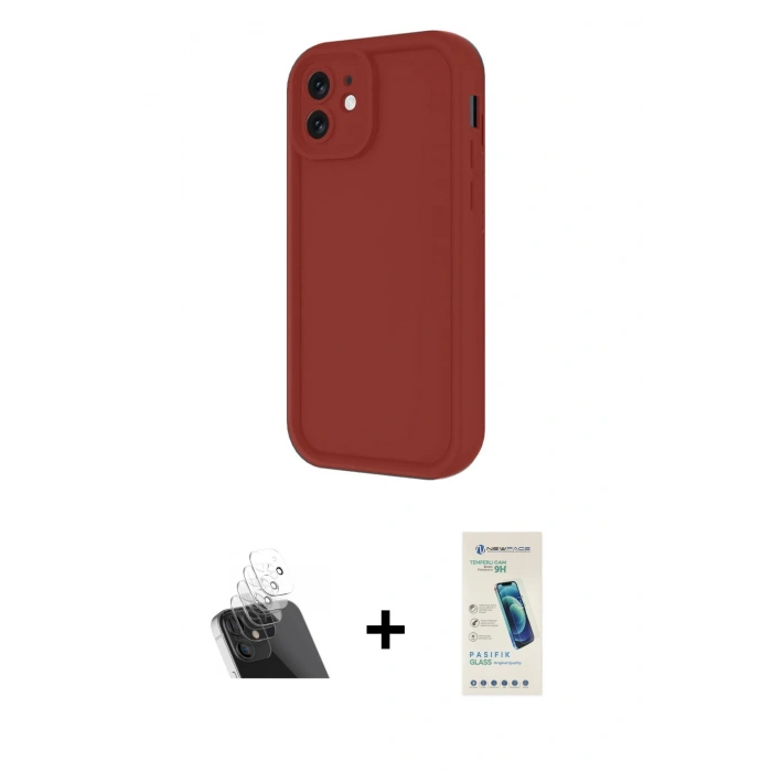 MARSİLYAN™- iPhone 11 Kılıf Yankı Yansıma Özel Seri - Şeffaf Pasifik Cam Ekran Koruyucu + Kamera Lens Koruma Cam - SF