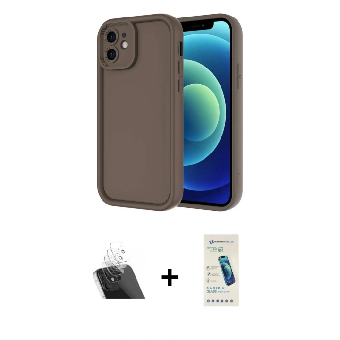 MARSİLYAN™- iPhone 11 Kılıf Yankı Yansıma Özel Seri - Şeffaf Pasifik Cam Ekran Koruyucu + Kamera Lens Koruma Cam - SF
