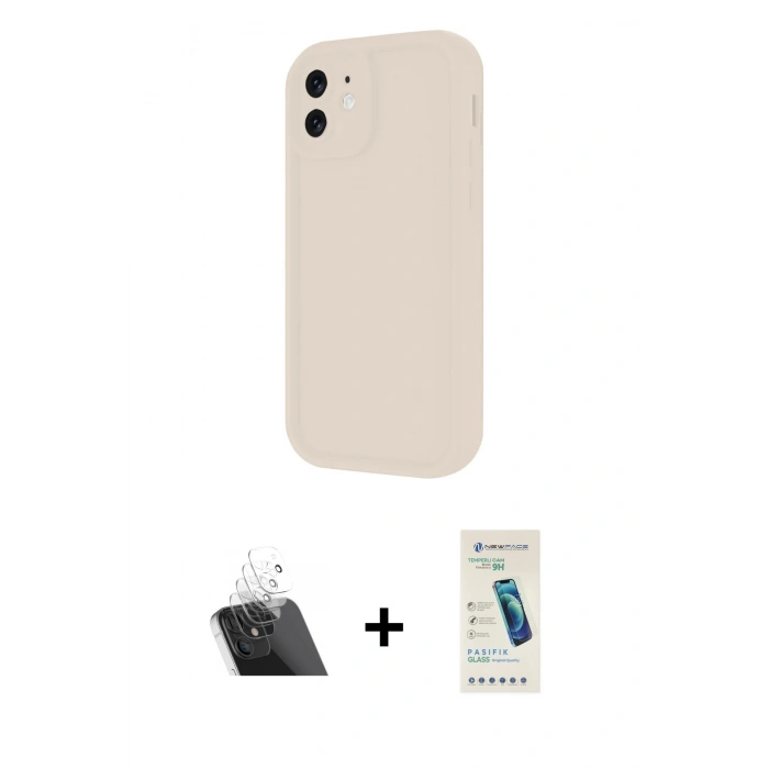 MARSİLYAN™- iPhone 11 Kılıf Yankı Yansıma Özel Seri - Şeffaf Pasifik Cam Ekran Koruyucu + Kamera Lens Koruma Cam - SF