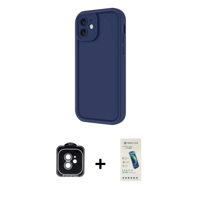 MARSİLYAN™- iPhone 11 Kılıf Yankı Yansıma Özel Seri - Şeffaf Pasifik Cam Ekran Koruyucu + PVD Metal Kamera Lens - YL