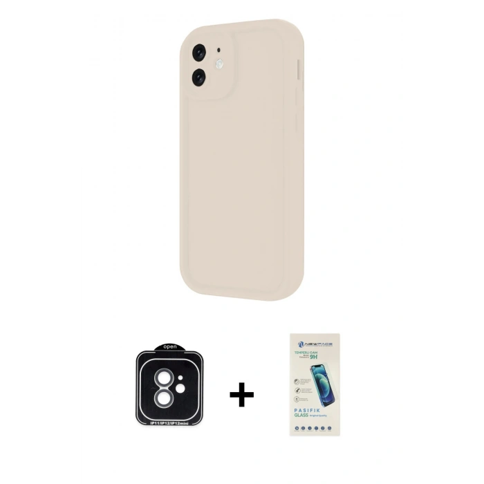 MARSİLYAN™- iPhone 11 Kılıf Yankı Yansıma Özel Seri - Şeffaf Pasifik Cam Ekran Koruyucu + PVD Metal Kamera Lens - YL