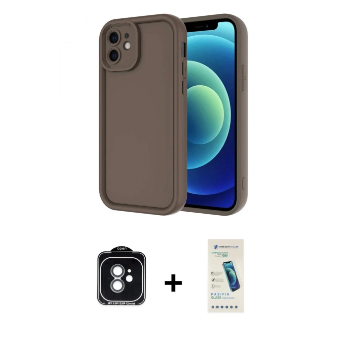 MARSİLYAN™- iPhone 11 Kılıf Yankı Yansıma Özel Seri - Şeffaf Pasifik Cam Ekran Koruyucu + PVD Metal Kamera Lens - YL
