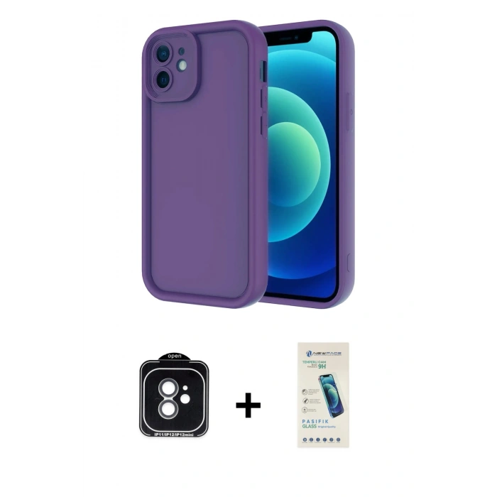 MARSİLYAN™- iPhone 11 Kılıf Yankı Yansıma Özel Seri - Şeffaf Pasifik Cam Ekran Koruyucu + PVD Metal Kamera Lens - YL