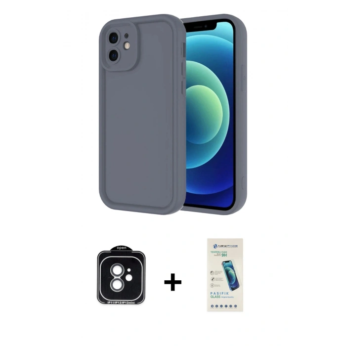 MARSİLYAN™- iPhone 11 Kılıf Yankı Yansıma Özel Seri - Şeffaf Pasifik Cam Ekran Koruyucu + PVD Metal Kamera Lens - YL