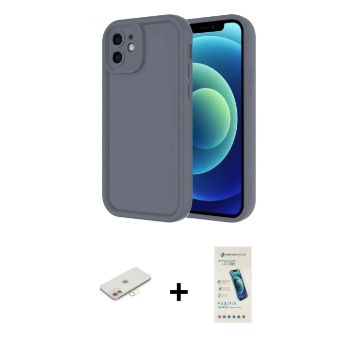 MARSİLYAN™- iPhone 11 Kılıf Yankı Yansıma Özel Seri - Şeffaf Pasifik Cam Ekran Koruyucu + Renkli Kamera Lens Koruma Cam - YL