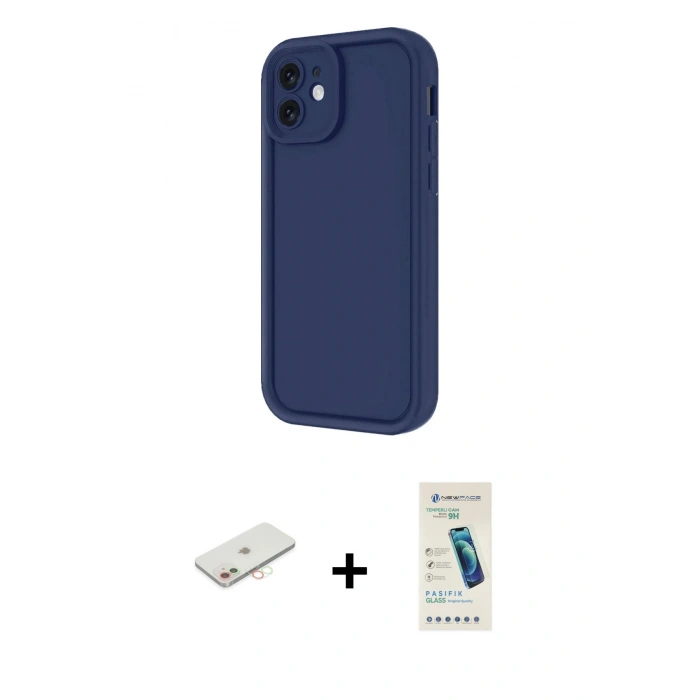 MARSİLYAN™- iPhone 11 Kılıf Yankı Yansıma Özel Seri - Şeffaf Pasifik Cam Ekran Koruyucu + Renkli Kamera Lens Koruma Cam - YL