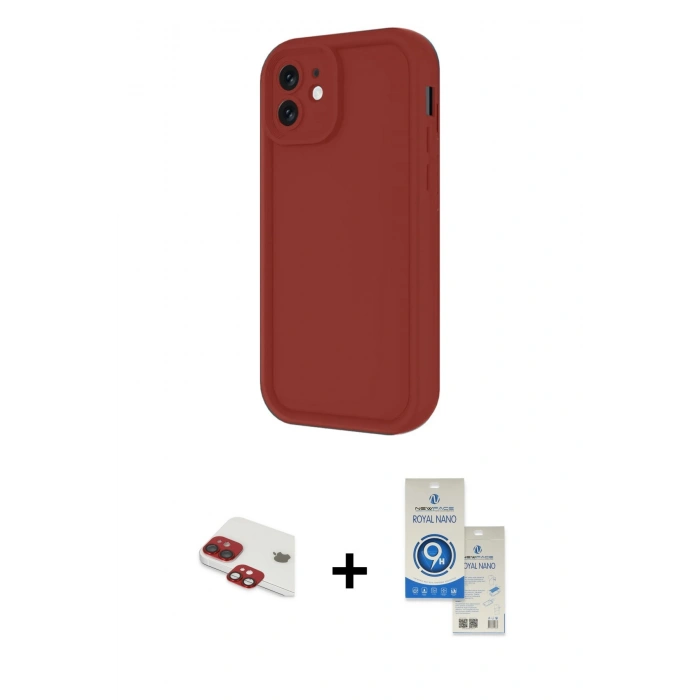 MARSİLYAN™- iPhone 11 Kılıf Yankı Yansıma Özel Seri - Şeffaf Royal Nano Ekran Koruyucu + Pers Alüminyum Kamera Lens - KI