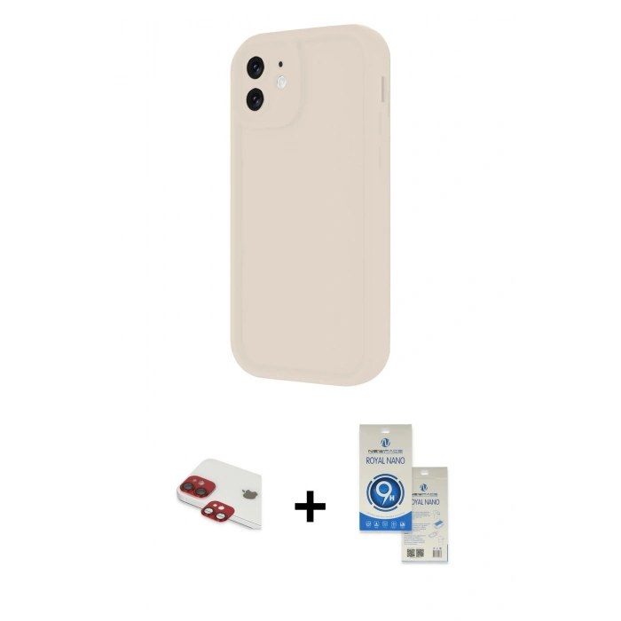MARSİLYAN™- iPhone 11 Kılıf Yankı Yansıma Özel Seri - Şeffaf Royal Nano Ekran Koruyucu + Pers Alüminyum Kamera Lens - KI