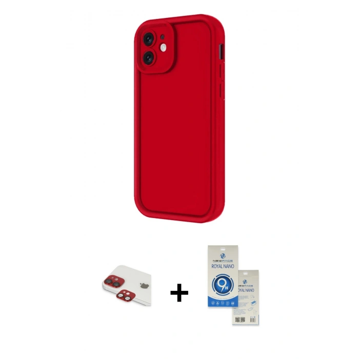 MARSİLYAN™- iPhone 11 Kılıf Yankı Yansıma Özel Seri - Şeffaf Royal Nano Ekran Koruyucu + Pers Alüminyum Kamera Lens - KI
