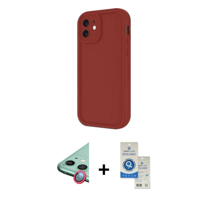 MARSİLYAN™- iPhone 11 Kılıf Yankı Yansıma Özel Seri - Şeffaf Royal Nano Ekran Koruyucu + Raze Metal Kamera Lens - KI