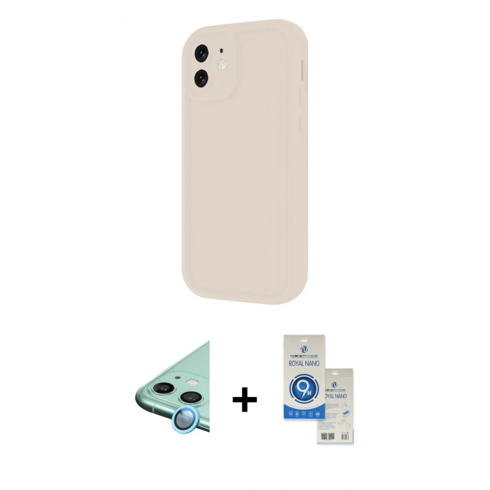 MARSİLYAN™- iPhone 11 Kılıf Yankı Yansıma Özel Seri - Şeffaf Royal Nano Ekran Koruyucu + Raze Metal Kamera Lens - MI
