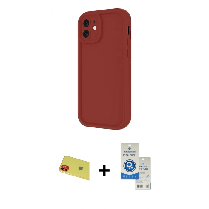 MARSİLYAN™- iPhone 11 Kılıf Yankı Yansıma Özel Seri - Şeffaf Royal Nano Ekran Koruyucu + Rainbow Kamera Lens Koruma Cam - KI