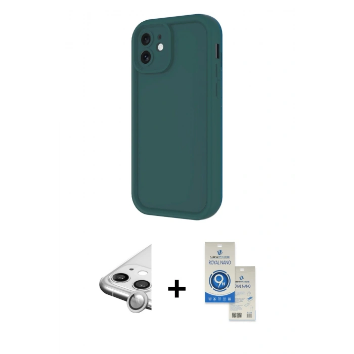 MARSİLYAN™- iPhone 11 Kılıf Yankı Yansıma Özel Seri - Şeffaf Royal Nano Ekran Koruyucu + Raze Metal Kamera Lens - GS