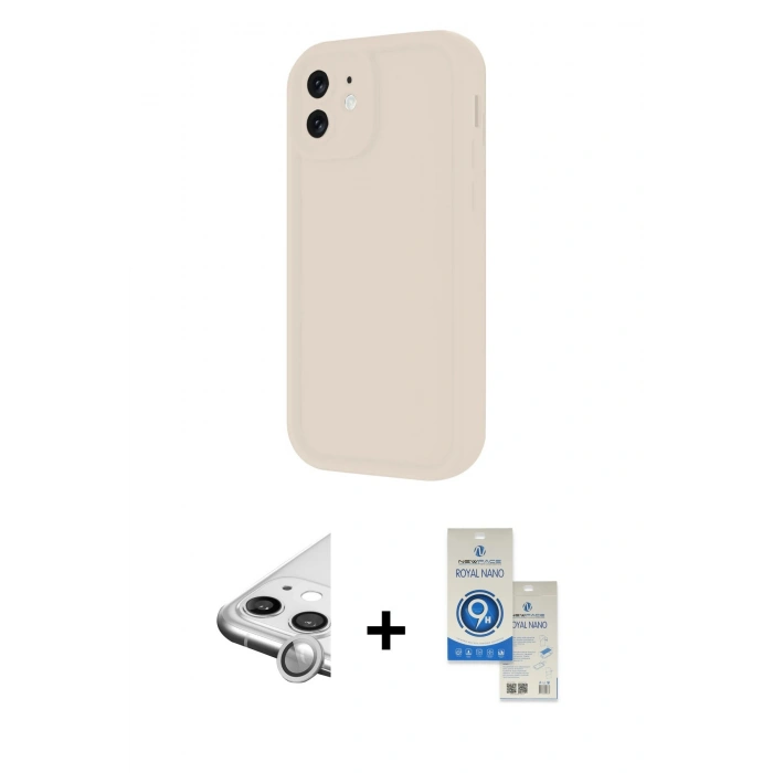 MARSİLYAN™- iPhone 11 Kılıf Yankı Yansıma Özel Seri - Şeffaf Royal Nano Ekran Koruyucu + Raze Metal Kamera Lens - GS