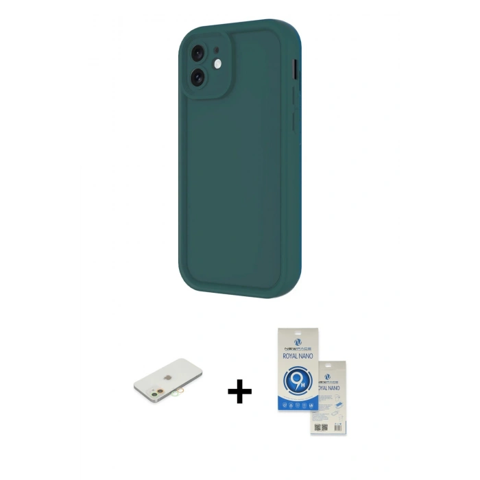 MARSİLYAN™- iPhone 11 Kılıf Yankı Yansıma Özel Seri - Şeffaf Royal Nano Ekran Koruyucu + Renkli Kamera Lens Koruma Cam - TU