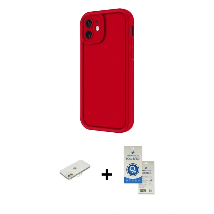 MARSİLYAN™- iPhone 11 Kılıf Yankı Yansıma Özel Seri - Şeffaf Royal Nano Ekran Koruyucu + Renkli Kamera Lens Koruma Cam - TU