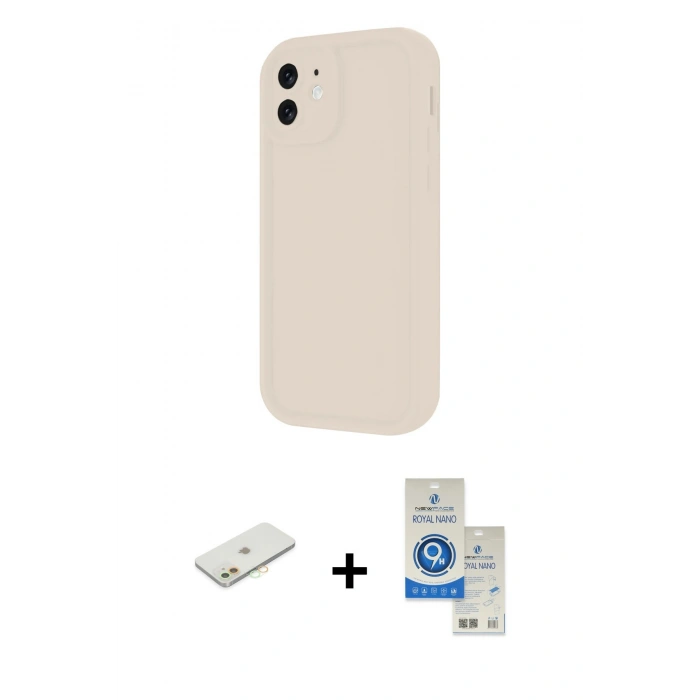 MARSİLYAN™- iPhone 11 Kılıf Yankı Yansıma Özel Seri - Şeffaf Royal Nano Ekran Koruyucu + Renkli Kamera Lens Koruma Cam - TU