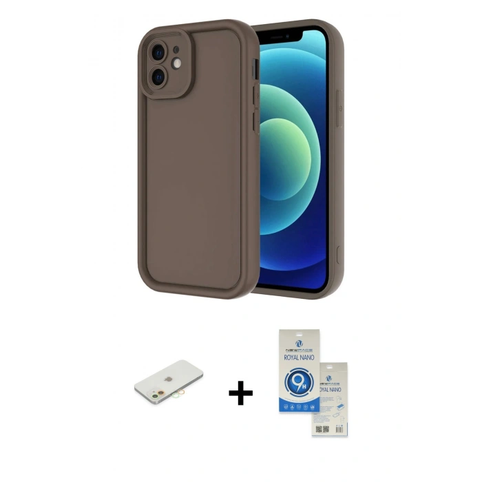 MARSİLYAN™- iPhone 11 Kılıf Yankı Yansıma Özel Seri - Şeffaf Royal Nano Ekran Koruyucu + Renkli Kamera Lens Koruma Cam - TU
