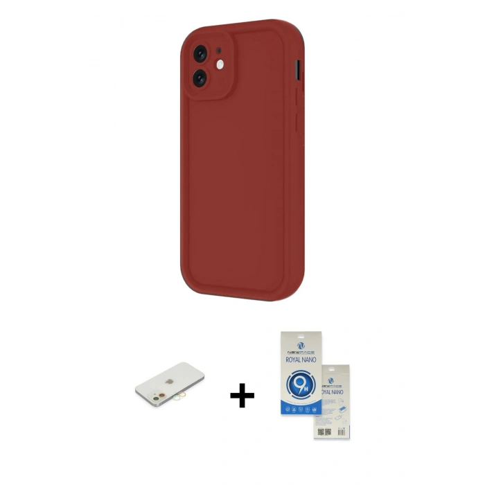 MARSİLYAN™- iPhone 11 Kılıf Yankı Yansıma Özel Seri - Şeffaf Royal Nano Ekran Koruyucu + Renkli Kamera Lens Koruma Cam - TU