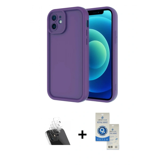 MARSİLYAN™- iPhone 11 Kılıf Yankı Yansıma Özel Seri - Şeffaf Royal Nano Ekran Koruyucu + Şeffaf Kamera Lens Koruma Cam