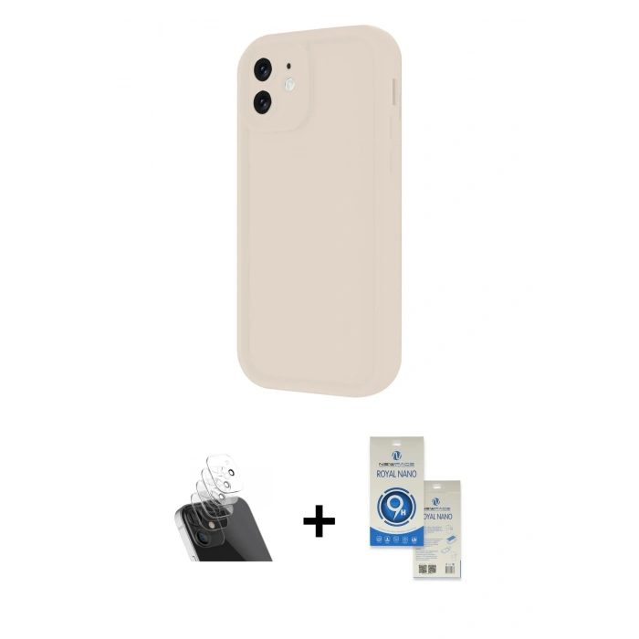 MARSİLYAN™- iPhone 11 Kılıf Yankı Yansıma Özel Seri - Şeffaf Royal Nano Ekran Koruyucu + Şeffaf Kamera Lens Koruma Cam
