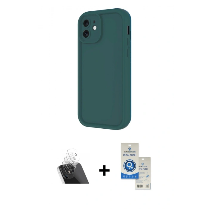 MARSİLYAN™- iPhone 11 Kılıf Yankı Yansıma Özel Seri - Şeffaf Royal Nano Ekran Koruyucu + Şeffaf Kamera Lens Koruma Cam