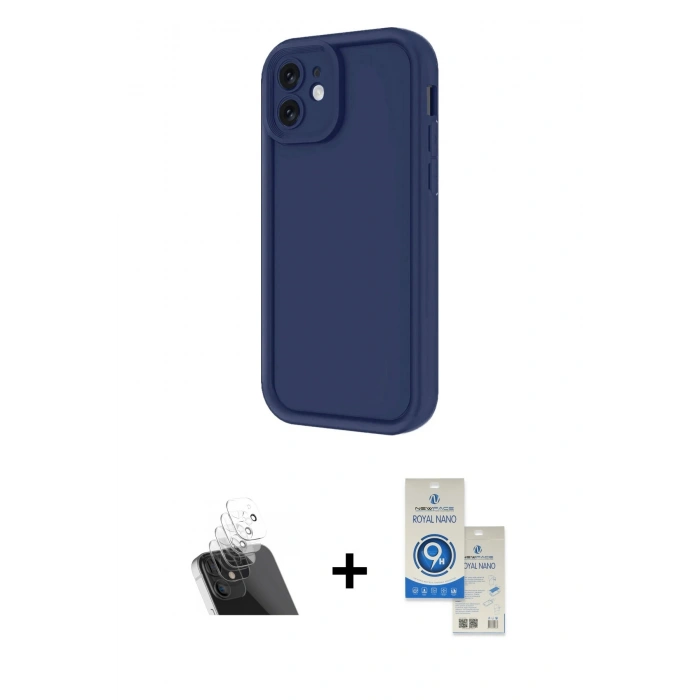 MARSİLYAN™- iPhone 11 Kılıf Yankı Yansıma Özel Seri - Şeffaf Royal Nano Ekran Koruyucu + Şeffaf Kamera Lens Koruma Cam
